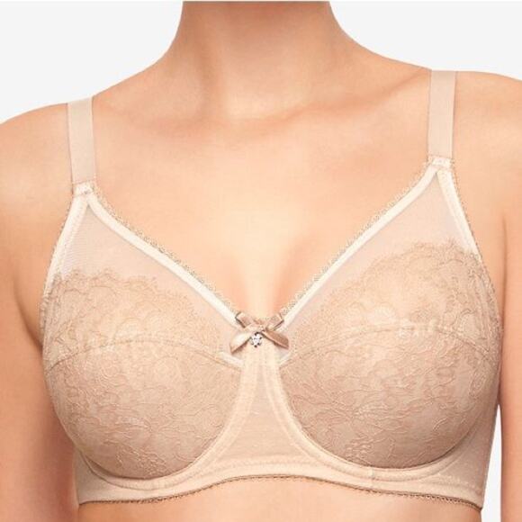 WACOAL 40G Nude Retro Chic Full Figure Underwire Bra Mesh Plus Size Toast 855186 - Picture 1 of 15